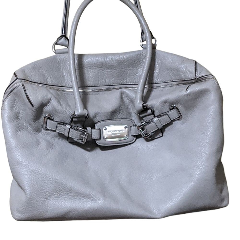 Michael Kors Solid Gray Leather Hamilton Weekend … - image 1